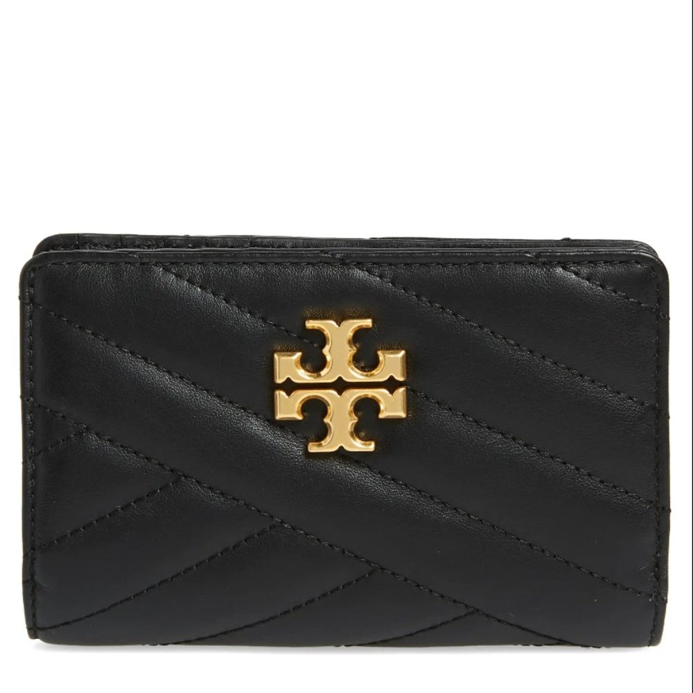 Tory Burch Medium Kira Quilted Leather Wallet in Black